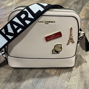 NWT Karl‎ Lagerfeld Paris Beige Nude Shell Maybelle Crossbody Bag $178